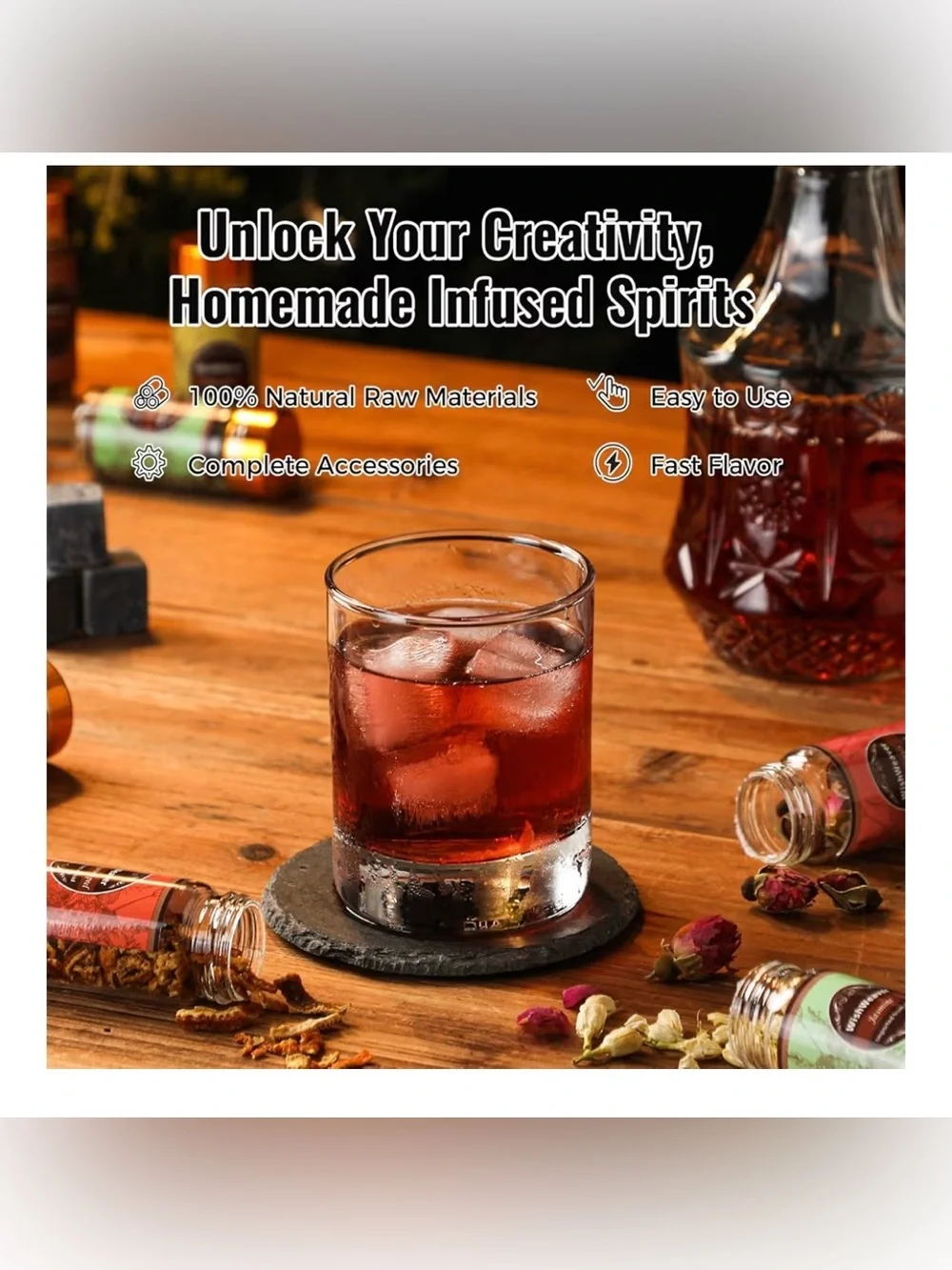 Alcohol Infusion Kit, 16 Natural DIY Whiskey Making Kit